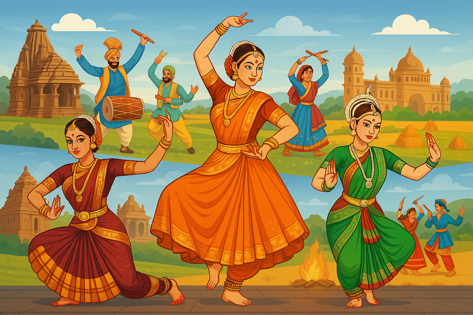 Collage of Indian classical and folk dances